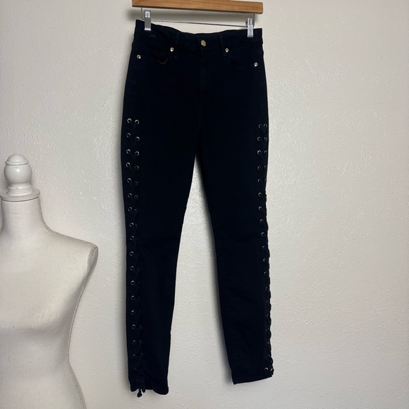 Good American Denim - Good American Good Waist Laced‎ Side Black Skinny Denim